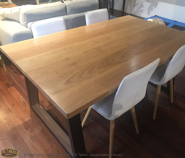 Bespoke Dining Table in Timber and Angled Hoop Steel Legs
