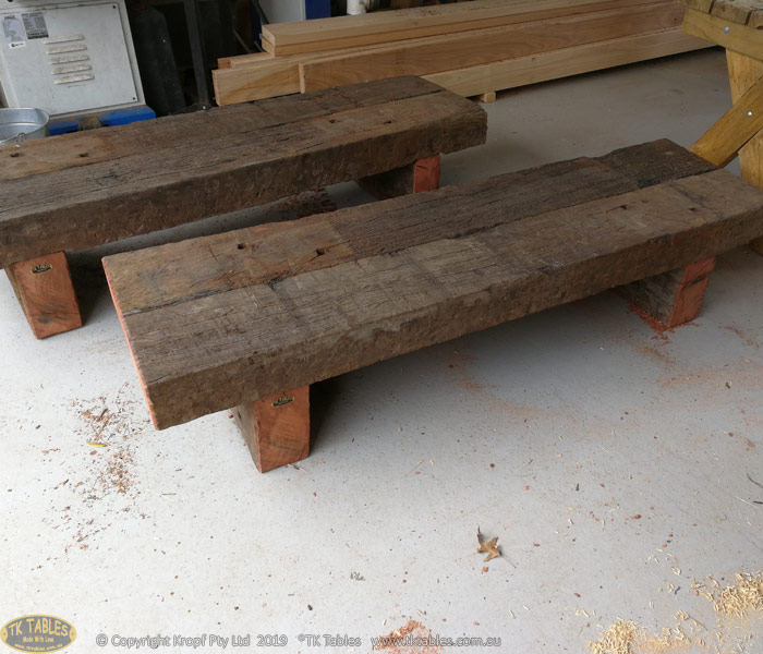 Solid Rustic Wooden Coffee Table, Railway Sleeper Outdoor Coffee Table
